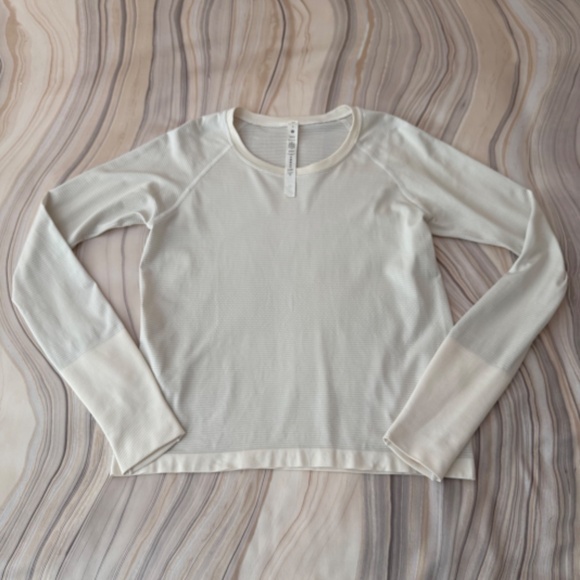 Lululemon Swiftly Tech Long-Sleeve Shirt 2.0 *Waist Length Light Ivory Sz 8 $78 - Picture 4 of 16